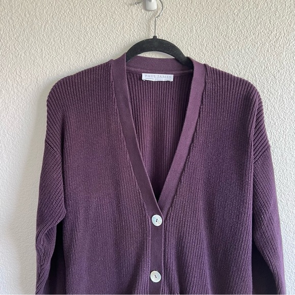 Paul James Women’s Midweight Cotton Ribbed V Neck Cardigan With Pockets - Picture 3 of 9